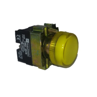 Pilotos de señalización eléctrica metálicos color amarillo